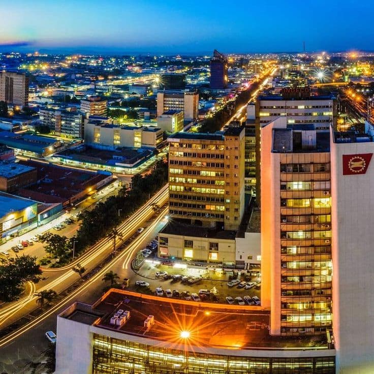 Lusaka city skyline at night